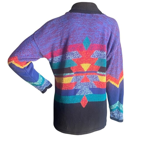 VTG Southwestern/Western/Tribal/Aztec Cowichan Cardigan Sweater L 80’s 90’s 142R - Picture 4 of 7